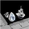 Image 3 : 7X5 mm PEAR AQUAMARINE EARRINGS IN 14K WHITE GOLD PLATED OVER 925 STERLING SILVER - APPRAISED REPLAC
