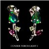 Image 1 : BLACK OPAL, RHODOLITE GARNET AND PERIDOT EARRINGS IN 14K WHITE GOLD PLATED OVER 925 STERLING SILVER 