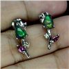 Image 2 : BLACK OPAL, RHODOLITE GARNET AND PERIDOT EARRINGS IN 14K WHITE GOLD PLATED OVER 925 STERLING SILVER 