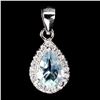 Image 1 : 7X5 mm PEAR AQUAMARINE PENDANT IN 14K WHITE GOLD PLATED OVER 925 STERLING SILVER - SIZE 8 - APPRAISE