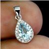 Image 2 : 7X5 mm PEAR AQUAMARINE PENDANT IN 14K WHITE GOLD PLATED OVER 925 STERLING SILVER - SIZE 8 - APPRAISE