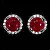 Image 1 : 6 mm ROUND RUBY EARRINGS IN 14K WHITE GOLD PLATED OVER 925 STERLING SILVER - APPRAISED REPLACEMENT V