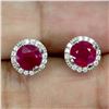 Image 2 : 6 mm ROUND RUBY EARRINGS IN 14K WHITE GOLD PLATED OVER 925 STERLING SILVER - APPRAISED REPLACEMENT V