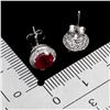 Image 3 : 6 mm ROUND RUBY EARRINGS IN 14K WHITE GOLD PLATED OVER 925 STERLING SILVER - APPRAISED REPLACEMENT V