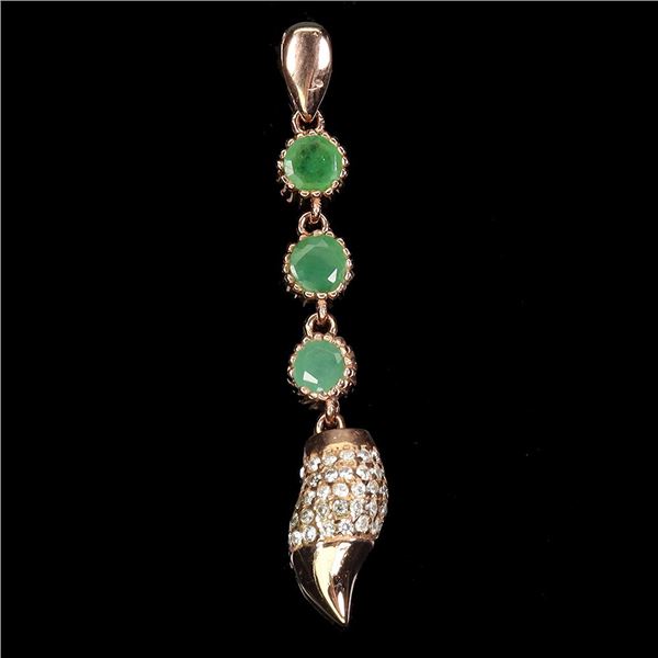 EMERALD PENDANT IN 14K ROSE GOLD PLATED OVER 925 STERLING SILVER - APPRAISED REPLACEMENT VALUE CAD 6