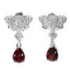 Image 1 : MOZAMBIQUE GARNET ELEPHANT SHAPED EARRINGS IN 14K WHITE GOLD PLATED OVER 925 STERLING SILVER - APPRA