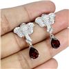 Image 2 : MOZAMBIQUE GARNET ELEPHANT SHAPED EARRINGS IN 14K WHITE GOLD PLATED OVER 925 STERLING SILVER - APPRA