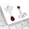 Image 3 : MOZAMBIQUE GARNET ELEPHANT SHAPED EARRINGS IN 14K WHITE GOLD PLATED OVER 925 STERLING SILVER - APPRA