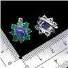 Image 3 : 7 mm OVAL BLUE SAPPHIRE AND EMERALD EARRINGS IN 14K WHITE GOLD PLATED OVER 925 STERLING SILVER - APP