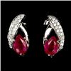 Image 1 : OVAL RUBY EARRINGS IN 14K WHITE GOLD PLATED OVER 925 STERLING SILVER - APPRAISED REPLACEMENT VALUE C