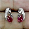 Image 2 : OVAL RUBY EARRINGS IN 14K WHITE GOLD PLATED OVER 925 STERLING SILVER - APPRAISED REPLACEMENT VALUE C