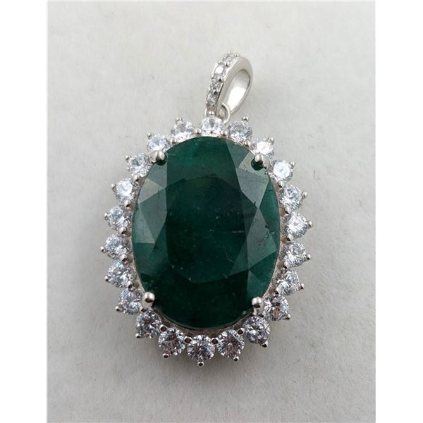 3.6 ct Certified Silver Emerald gemstone Pendant ($6,685 Appraisal)