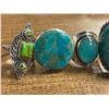 Image 2 : 6 New Polished Amazonite, Chalcedony, Green and Blue Turquoise Rings in Silver Settings - all stampe