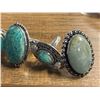 Image 3 : 6 New Polished Amazonite, Chalcedony, Green and Blue Turquoise Rings in Silver Settings - all stampe