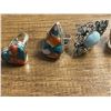 Image 2 : 6 New Polished Larimar Stone & Spiny Oyster Turquoise Rings in Silver Settings - all stamped .925 (l