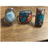 Image 3 : 6 New Polished Larimar Stone & Spiny Oyster Turquoise Rings in Silver Settings - all stamped .925 (l