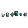 Image 1 : 6 New Polished Natural Turquoise, Larimar and Amazonite Rings in Silver Settings - all stamped .925 