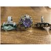 Image 2 : 6 New Faceted  Crystal & Quartz Crystal Rings in Silver Settings - all stamped .925 (largest ring is