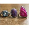 Image 2 : 6 New Polished or Faceted Druzy, Agate, Charoite, & Crystal Rings in Silver Settings - all stamped .