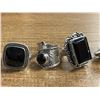 Image 2 : 6 New Polished or Faceted Black Onyx, Hematite & Crystal Rings in Silver Settings - all stamped .925