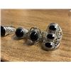 Image 3 : 6 New Polished or Faceted Black Onyx, Hematite & Crystal Rings in Silver Settings - all stamped .925