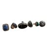Image 1 : 6 New Polished Natural Agate & Stone Rings in Silver Settings - all stamped .925 (longest ring is 38