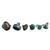 Image 1 : 6 New Polished Natural Agate, Chalcedony, Turquoise & Larimar Stone Rings in Silver Settings - all s