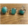 Image 3 : 6 New Polished Natural Agate, Chalcedony, Turquoise & Larimar Stone Rings in Silver Settings - all s