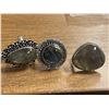 Image 3 : 6 New Polished Labradorite Rings in Silver Settings - all stamped .925 (longest ring is 34 mm)   Tot