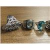 Image 2 : 6 New Topaz Crystal Rings in Silver Settings - all stamped .925 (longest ring is 36 mm)   Total weig