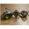Image 2 : 6 New Faceted Topaz, Peridot & Citrine Crystal Rings in Silver Settings - all stamped .925 (longest 