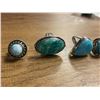 Image 2 : 6 New Polished Natural Turquoise, Larimar and Amazonite Rings in Silver Settings - all stamped .925 