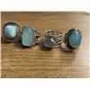 Image 3 : 6 New Blue Chalcedony & Larimar Rings in Silver Settings - all stamped .925 (longest ring is 29 mm) 