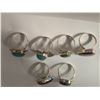 Image 3 : 6 New Polished Natural Turquoise, Larmar, Ruby Zoisite & Malachite Rings in Silver Settings - all st