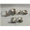 Image 2 : 6 New Polished or Faceted Chalcedony, Agate, & Lapis Rings in Silver Settings - all stamped .925 (lo