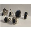 Image 3 : 6 New Polished or Faceted Black Onyx, Hematite & Crystal Rings in Silver Settings - all stamped .925