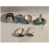 Image 2 : 6 New Polished Natural Agate, Chalcedony, Turquoise & Larimar Stone Rings in Silver Settings - all s