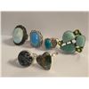 Image 3 : 6 New Polished Natural Agate, Chalcedony, Turquoise & Larimar Stone Rings in Silver Settings - all s