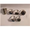 Image 2 : 6 New Polished Labradorite Rings in Silver Settings - all stamped .925 (longest ring is 35 mm)   Tot