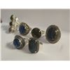 Image 3 : 6 New Polished Labradorite Rings in Silver Settings - all stamped .925 (longest ring is 35 mm)   Tot