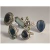 Image 3 : 6 New Hematite, Labradorite, Chalcedony & Agate Rings in Silver Settings - all stamped .925 (longest