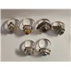 Image 2 : 6 New Poison Compartment Gemstone Rings in Silver Settings - all stamped .925 (longest ring is 31 mm