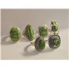 Image 3 : 6 New Green Copper Turquoise Rings in Silver Settings - all stamped .925 (longest ring is 28  mm) To