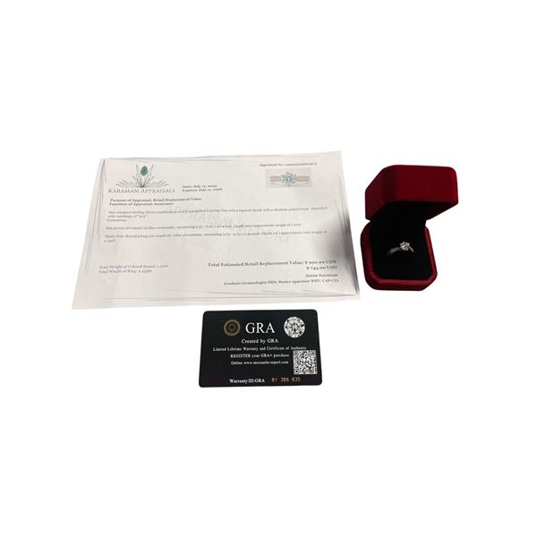 1.16 CT GRA CERTIFIED ROUND BRILLIANT CUT MOISSANITE STONE VVS BLUE COLOR WITH 34 ROUND BRILLIANT CU