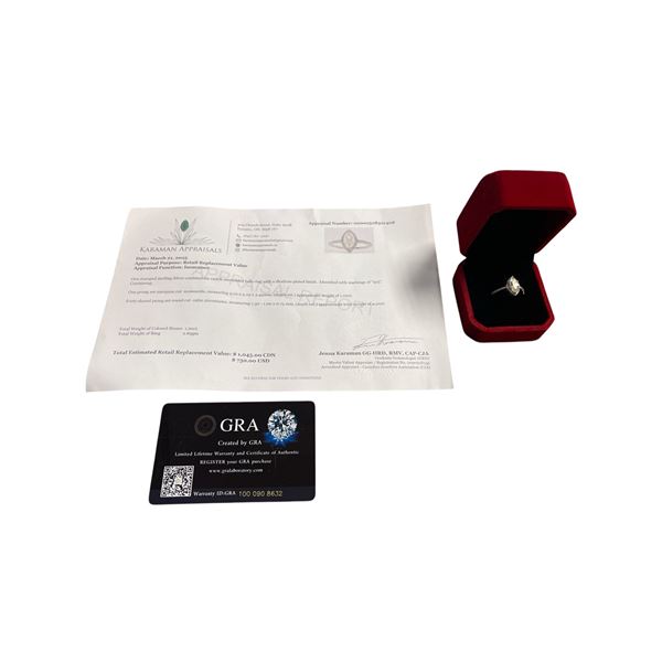 1.00 CT GRA CERTIFIED MARQUISE CUT MOISSANITE STONE VVS D COLOR WITH 40 ROUND BRILLIANT CUT CUBIC ZI