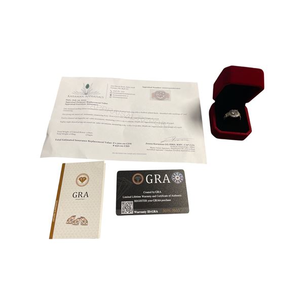 2.00 CT GRA CERTIFIED ROUND BRILLIANT CUT MOISSANITE STONEVVS D COLOR WITH 12 BAGUETTE CUBIC ZIRCONI