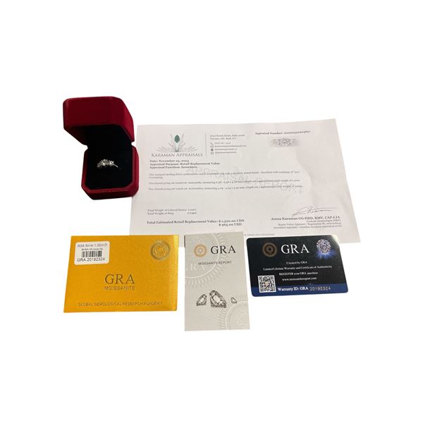 2.00 CT TW GRA CERTIFIED ROUND BRILLIANT CUT MOISSANITE STONES VVS D COLOR SET WITH 1.00 CT MOISSANI