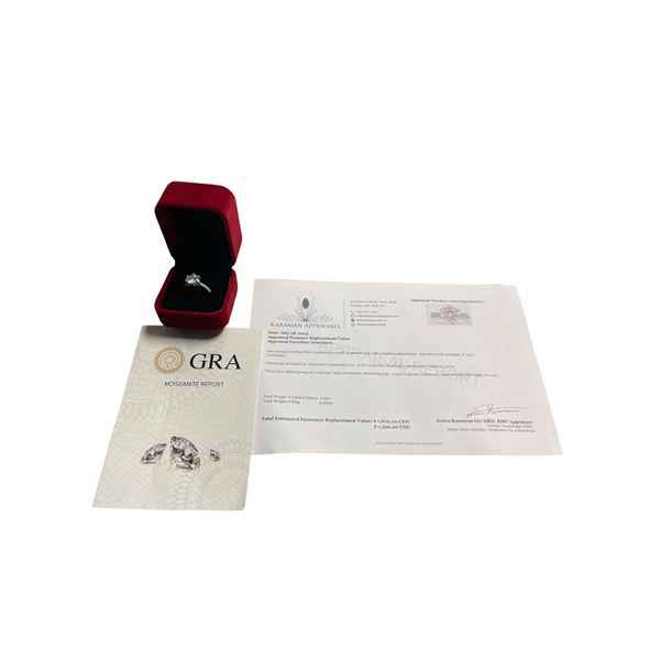 3.00 CT GRA CERTIFIED ROUND BRILLIANT CUT MOISSANITE STONE VVS DARK GREEN COLOR WITH 12 ROUND BRILLI