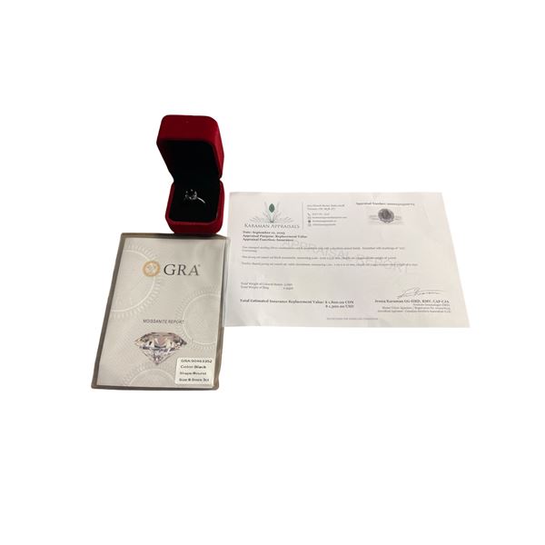 3.00 CT GRA CERTIFIED ROUND BRILLIANT CUT MOISSANITE STONE VVS D COLOR WITH 12 ROUND BRILLIANT CUT C