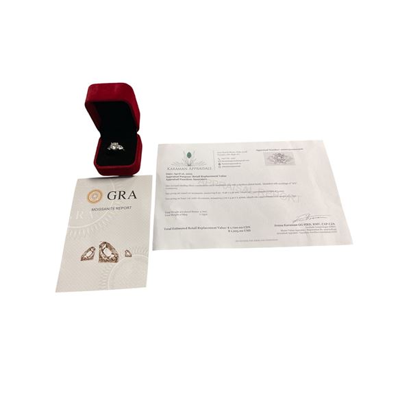 3.00 CT GRA CERTIFIED ROUND BRILLIANT CUT MOISSANITE STONE VVS D COLOR WITH A HEART SHAPED CUBIC ZIR